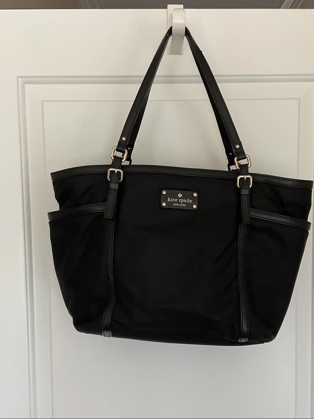 kate spade Black Nylon Tote with Gold Hardware